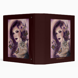 Fantasy women with cat by Renee Lavoie 3 Ring Binder