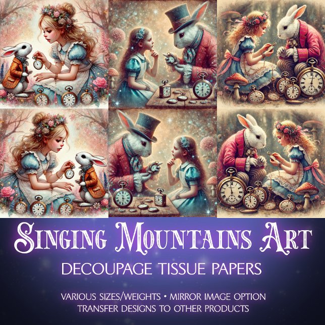 Fantasy Wonderland Rabbit Alice Decoupage Tissue Paper (Creator Uploaded)