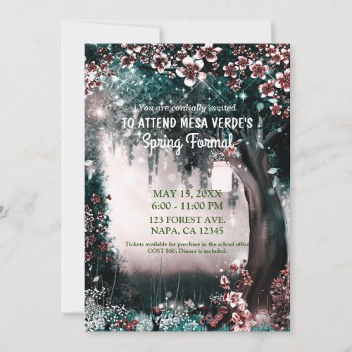 Fantasy Woodland Enchanted Blush Forest Prom Dance Invitation