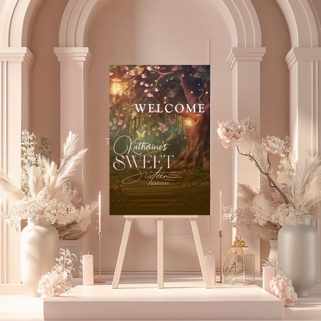 Fantasy Woodland Enchanted Forest Glow Sweet 16 Foam Board (Creator Uploaded)