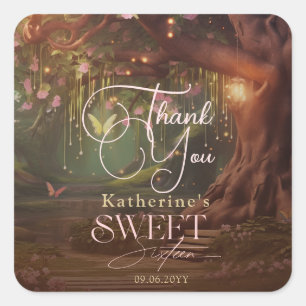 Fantasy Woodland Enchanted Forest Glow Sweet 16 Square Sticker