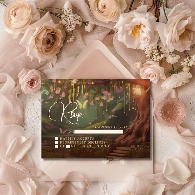 Fantasy Woodland Enchanted Forest Sweet 16 RSVP Enclosure Card (Creator Uploaded)