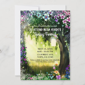 Fantasy Woodland Enchanted Glow Forest Prom Invitation