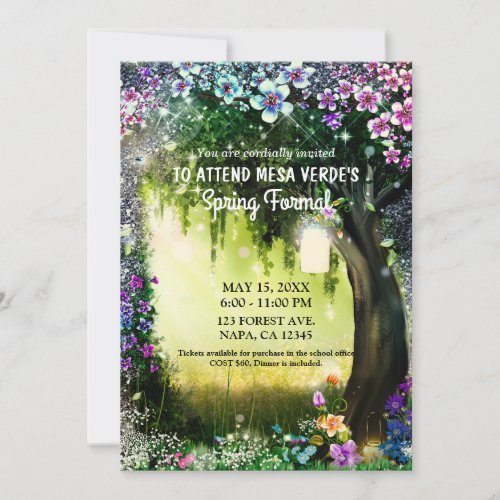 Fantasy Woodland Enchanted Glow Forest Prom Invitation
