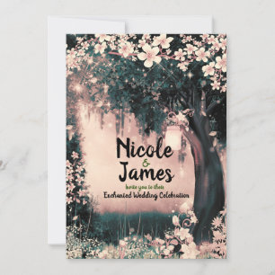 Fantasy Woodland Enchanted Pink Forest Wedding In Invitation