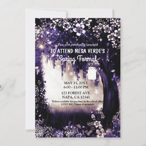 Fantasy Woodland Enchanted Purple Forest Prom Invitation