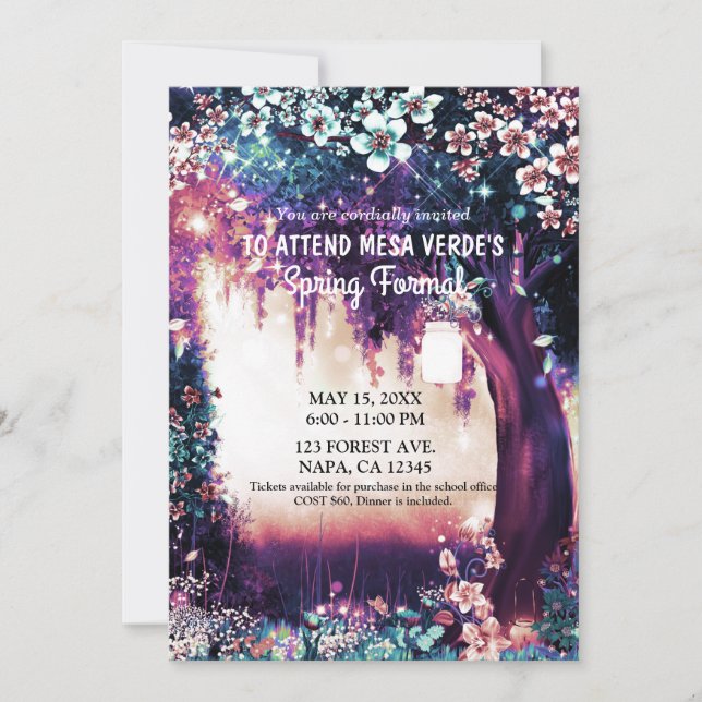 Fantasy Woodland Enchanted Summer Forest Prom  Inv Invitation (Front)