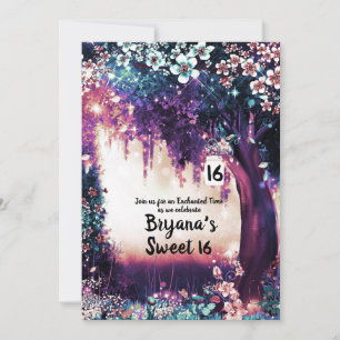 Fantasy Woodland Enchanted Summer Forest Sweet 16 Invitation