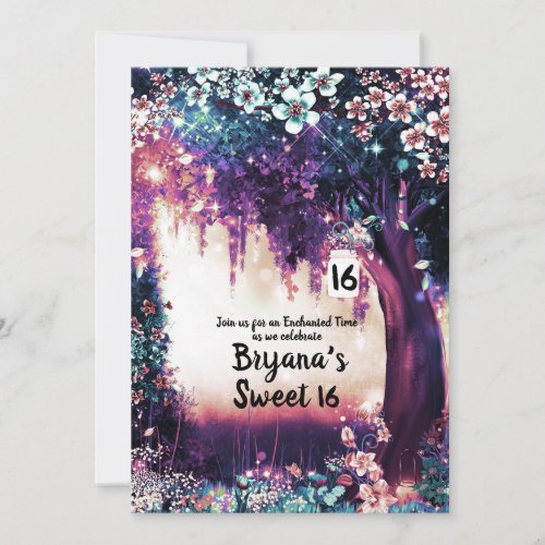 Fantasy Woodland Enchanted Summer Forest Sweet 16  Invitation