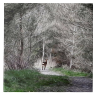 Fantasy woodland forest animals ceramic tile