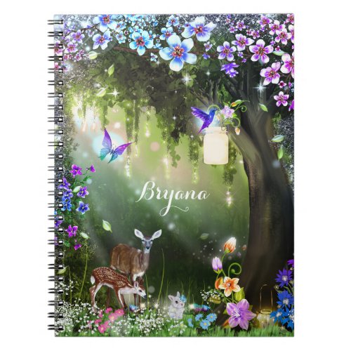 Fantasy woodland forest animals enchanted notebook