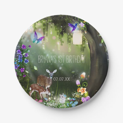 Fantasy woodland forest animals enchanted party paper plates