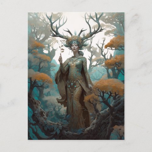 Fantasy Woodland Sorceress Magic Fantasy Postcard