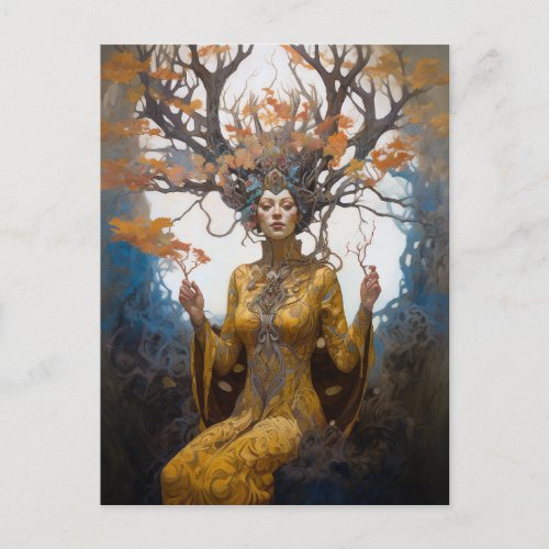 Fantasy Woodland Sorceress Magic Fantasy Postcard