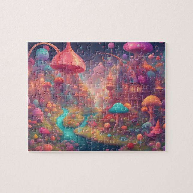Fantasy World Colorful Watercolor Castle Jigsaw Puzzle (Horizontal)