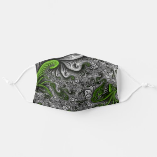 Fantasy World Green And Gray Abstract Fractal Art Adult Cloth Face Mask