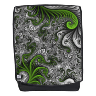 Fantasy World Green And Gray Abstract Fractal Art Backpack