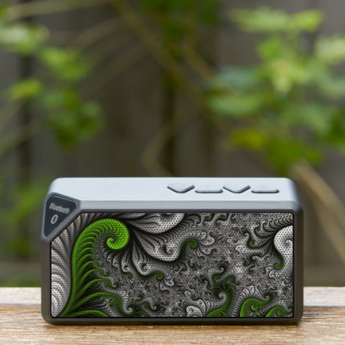Fantasy World Green And Gray Abstract Fractal Art Bluetooth Speaker