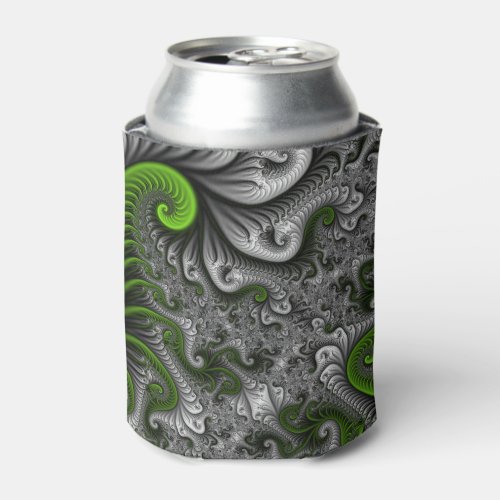 Fantasy World Green And Gray Abstract Fractal Art Can Cooler