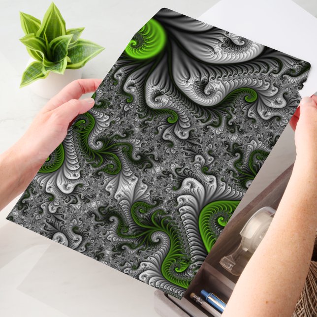 Fantasy World Green And Gray Abstract Fractal Art Envelope Mailers (Desk)