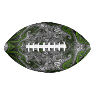 Fantasy World Green And Gray Abstract Fractal Art Football