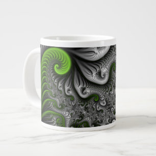 Fantasy World Green And Gray Abstract Fractal Art Giant Coffee Mug