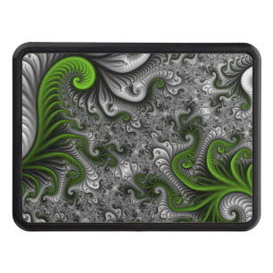 Fantasy World Green And Gray Abstract Fractal Art Hitch Cover
