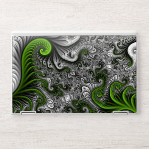Fantasy World Green And Gray Abstract Fractal Art HP Laptop Skin