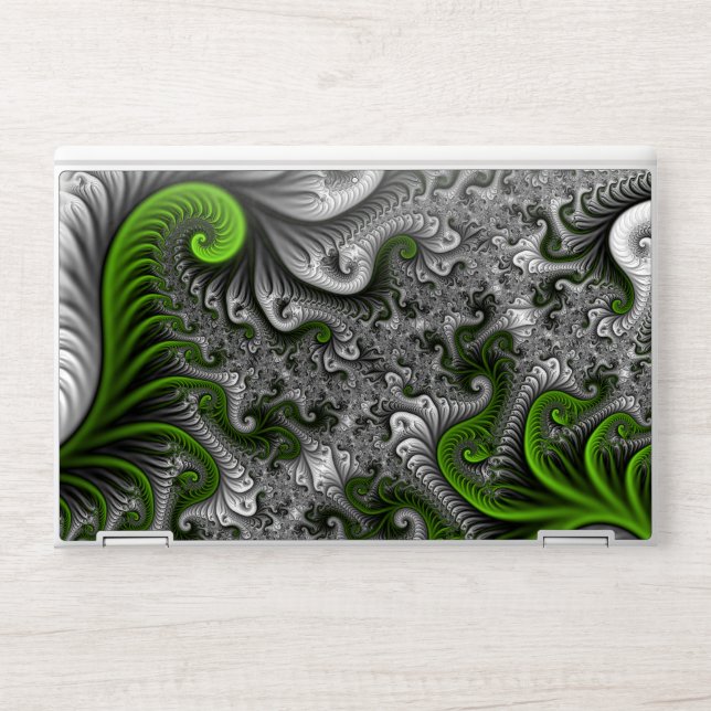 Fantasy World Green And Gray Abstract Fractal Art HP Laptop Skin (Front)