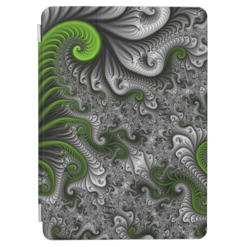 Fantasy World Green And Gray Abstract Fractal Art iPad Air Cover