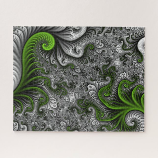 Fantasy World Green And Gray Abstract Fractal Art Jigsaw Puzzle (Horizontal)