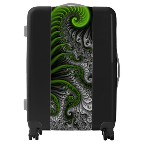 Fantasy World Green And Gray Abstract Fractal Art Luggage