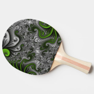 Fantasy World Green And Gray Abstract Fractal Art Ping Pong Paddle