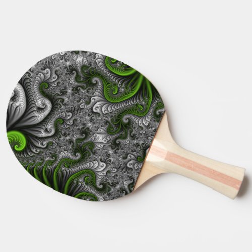 Fantasy World Green And Gray Abstract Fractal Art Ping Pong Paddle