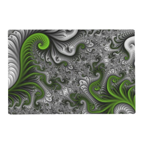 Fantasy World Green And Gray Abstract Fractal Art Placemat