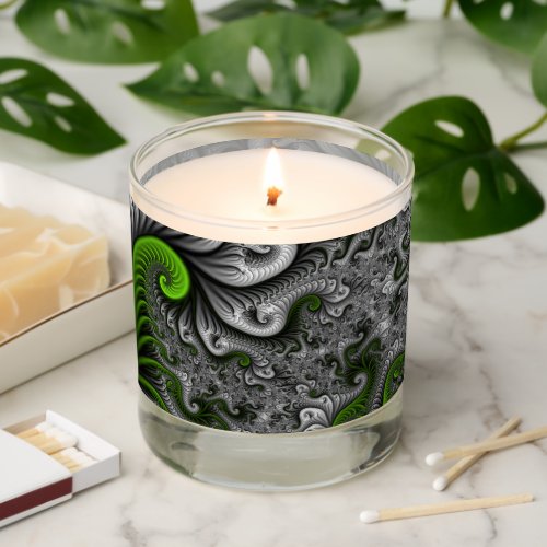 Fantasy World Green And Gray Abstract Fractal Art Scented Candle