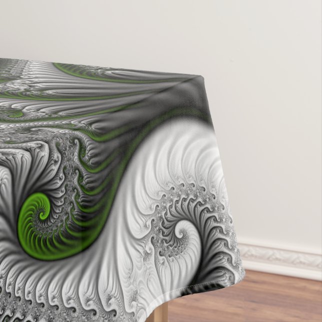 Fantasy World Green And Gray Abstract Fractal Art Tablecloth (In Situ)