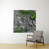 Fantasy World Green And Gray Abstract Fractal Art Tapestry | Zazzle