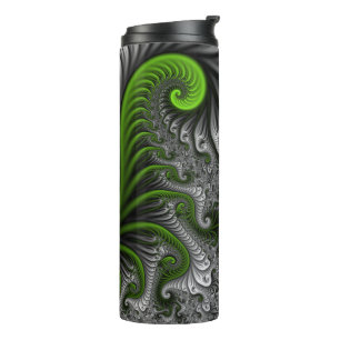 Fantasy World Green And Gray Abstract Fractal Art Thermal Tumbler