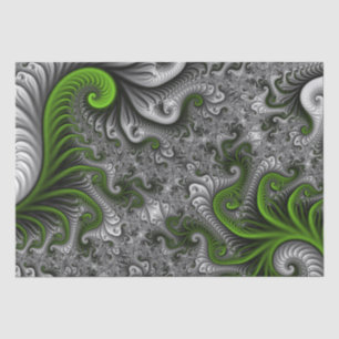 Fantasy World Green And Gray Abstract Fractal Art Tissue Paper