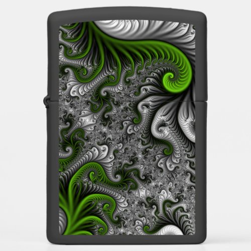 Fantasy World Green And Gray Abstract Fractal Art Zippo Lighter