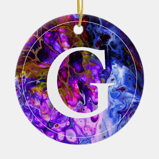 Fantasy World Monogram Ceramic Ornament (Front)