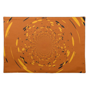Fantasy Yellow, Black Dots Abstract Retro Art Deco Placemat