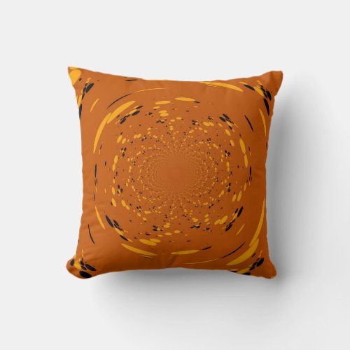 Fantasy Yellow Black Dots Abstract Retro Art Deco Throw Pillow