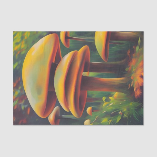 Fantasy Yellow Mushrooms decoupage Tissue Paper (Front)