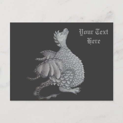 fantay mythical creature cute gray dragon postcard