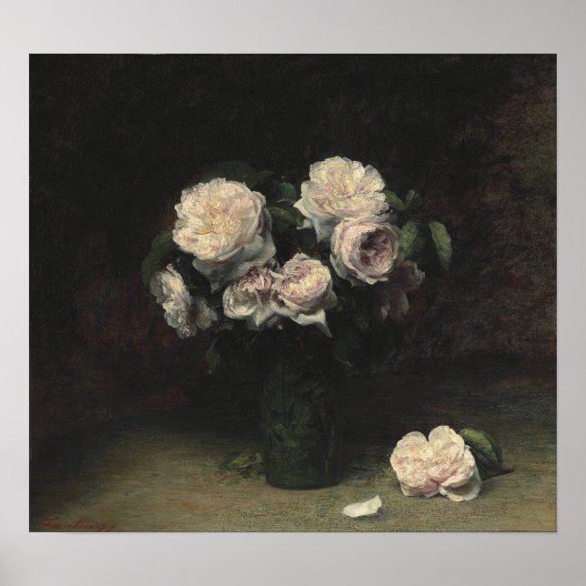 Fantin-Latour - Roses In A Glass Poster (Front)