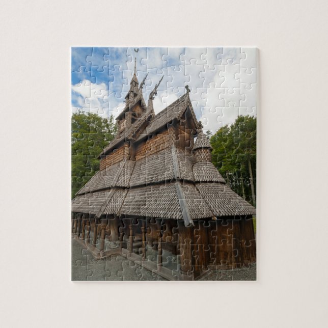 Fantoft Stave Church in Bergen, Norway Jigsaw Puzzle (Vertical)