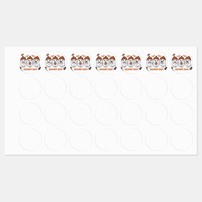 Fantômes café d’automne – Halloween Season Kids' Labels (Sheet)