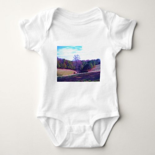 Far Away Horse in a Purple Field Baby Bodysuit